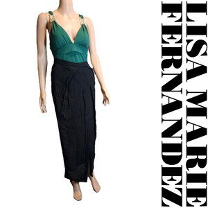 Lisa Marie Fernandez PLEATED SARONG SKIRT in BLACK GAUZE NWT Size 1